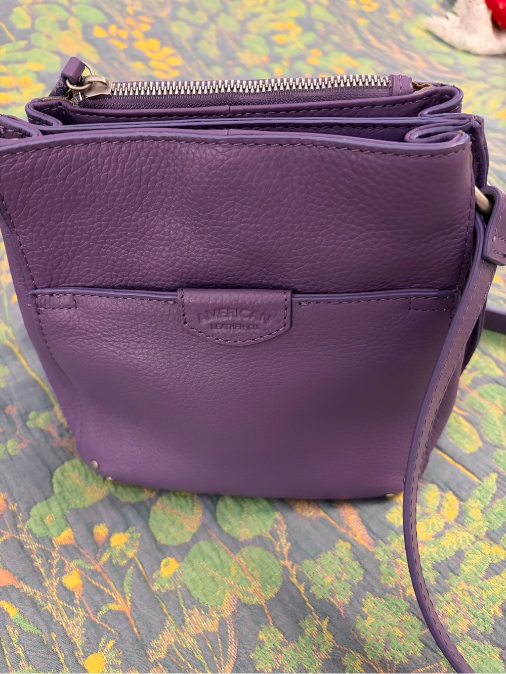 American Leather Co. Purple Leather Crossbody Bag